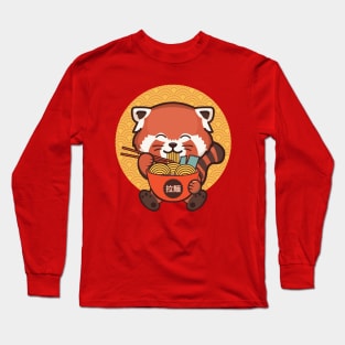 Kawaii Red Panda Eating Ramen Long Sleeve T-Shirt